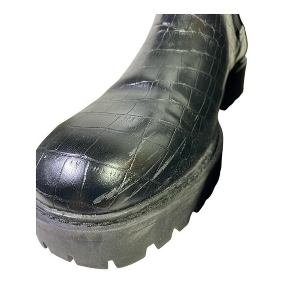 Kenneth Cole Reaction Salt Lug Chelsea Boot Women US 11 Black Gator - Picture 5 of 7